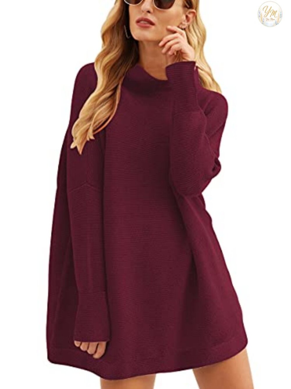 Oversized Turtleneck Tunic Sweater Long Sleeve Pullover Knit